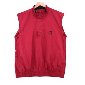 Straight Down Golf Vest Mens Large Maroon Poly 1/4 Zip Snap Elastic Bobcat Trail
